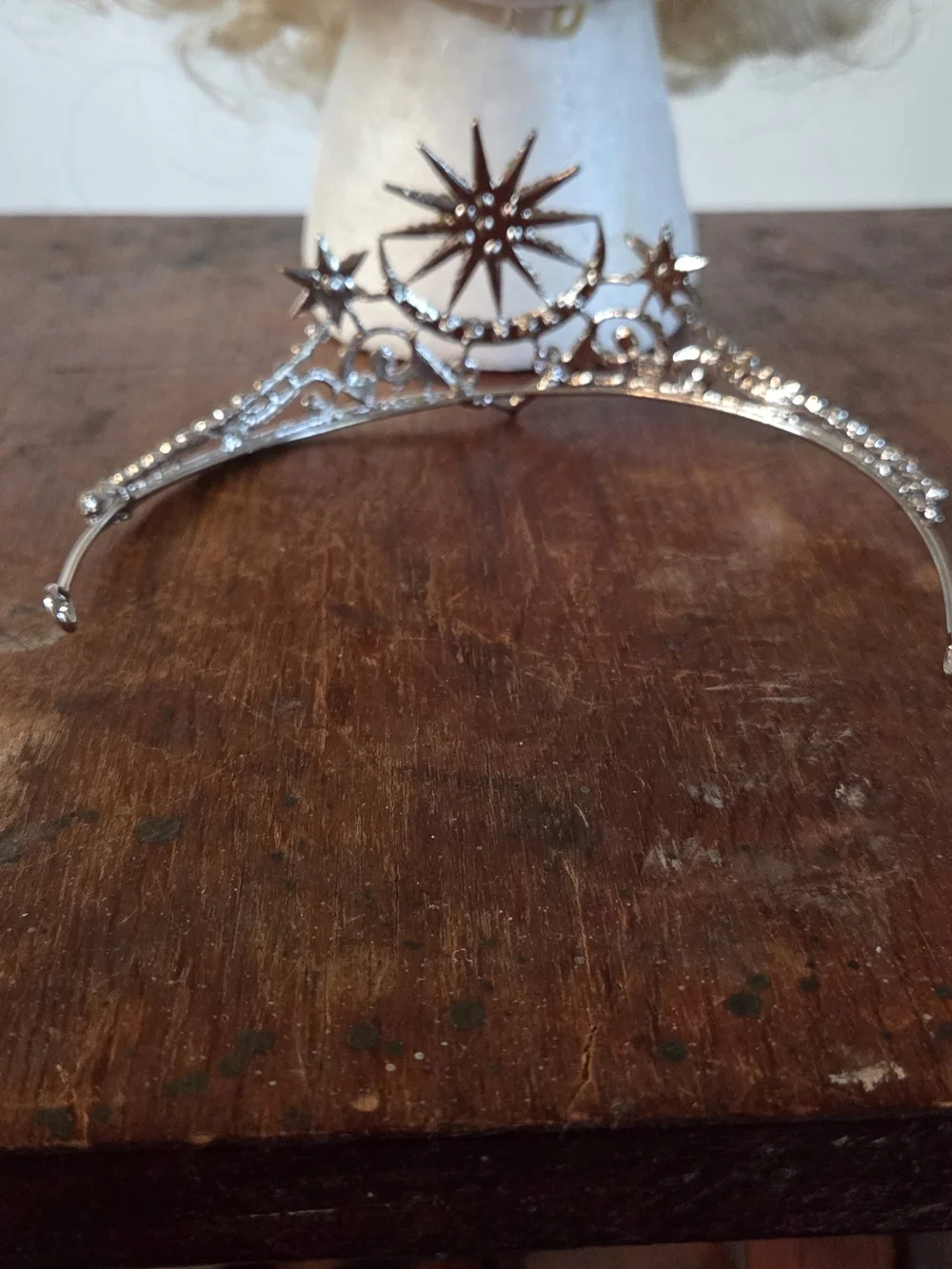 Silver Crystal Starburst Tiara - Elegant Women's Headpiece